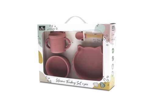 Σετ Φαγητού 4τμχ Σιλικόνης Pink  6+Μ