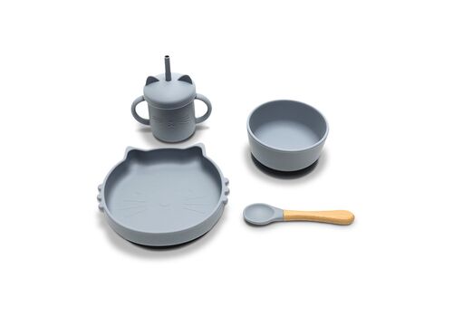 Σετ Φαγητού 4τμχ Σιλικόνης Grey  6+Μ