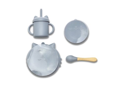 Σετ Φαγητού 4τμχ Σιλικόνης Grey  6+Μ