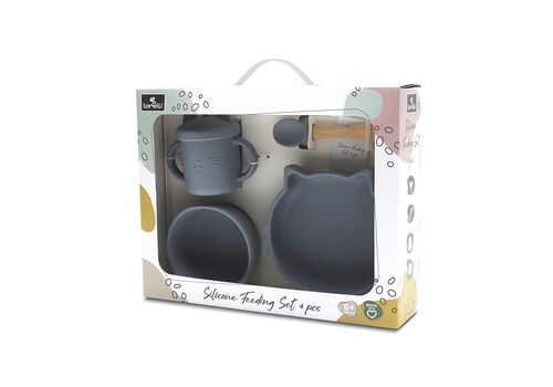 Σετ Φαγητού 4τμχ Σιλικόνης Grey  6+Μ