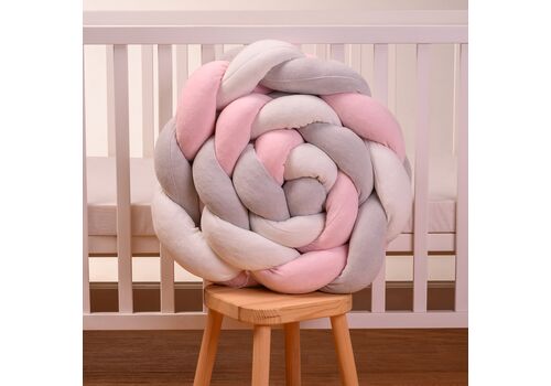 Πάντα Πλεξούδα Βελουτέ Ροζ Λευκό Γκρί 2.10m ABO