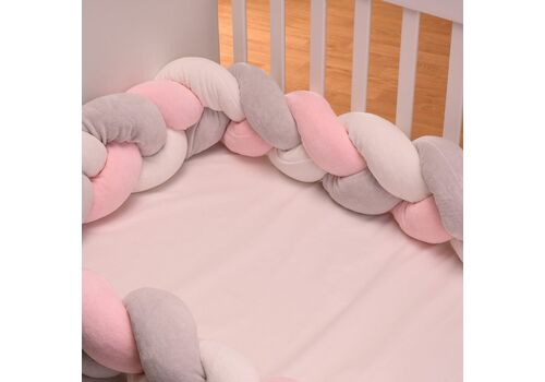 Πάντα Πλεξούδα Βελουτέ Ροζ Λευκό Γκρί 2.10m ABO