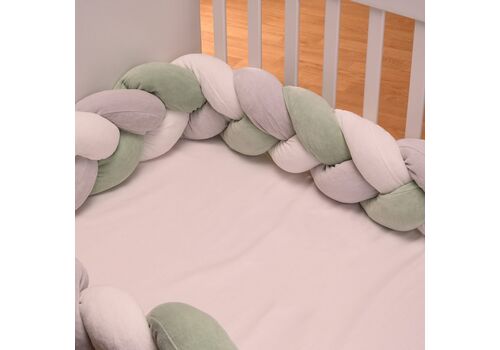 Πάντα Πλεξούδα Βελουτέ Μέντα Λευκό Γκρί 2.10m ABO