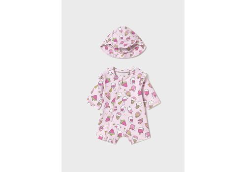 Mayoral Σετ για τη θάλασσα με καπέλο με αντηλιακή προστασία ροζ 1619-078