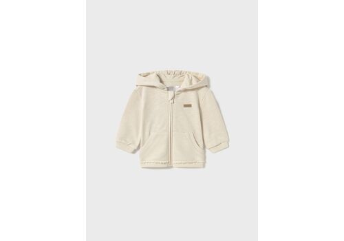 Ζακέτα φούτερ με κουκούλα αυτάκια εκρού 1455-010