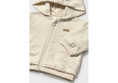 Ζακέτα φούτερ με κουκούλα αυτάκια εκρού 1455-010