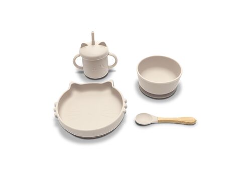 Σετ Φαγητού 4τμχ Σιλικόνης Beige  6+Μ