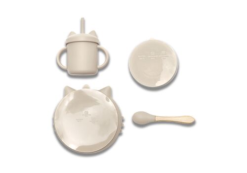 Σετ Φαγητού 4τμχ Σιλικόνης Beige  6+Μ