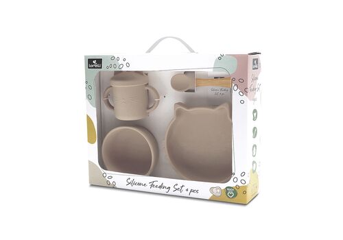 Σετ Φαγητού 4τμχ Σιλικόνης Beige  6+Μ
