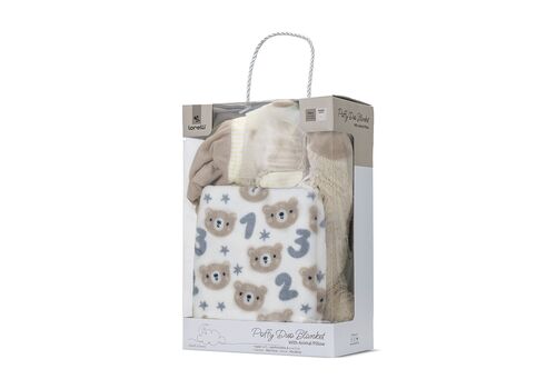 POFFY DUO κουβερτα 90х75см, με μαξιλαρακι ζωακι 45х30см  Beige bear POFFY DUO κουβερτα 90х75см, με μαξιλαρακι ζωακι 45х30см  Beige bear