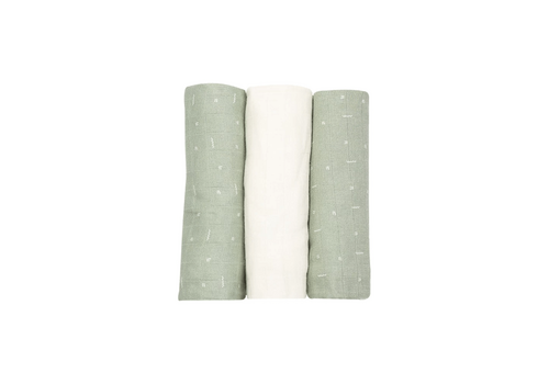 Σετ 3 Πάνες Μουσελίνας – Μέντα/Λευκό – Trois Kilos Sept