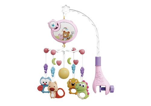 ΜΟΥΣΙΚΟ ΚΡΕΒΑΤΙΟΥ ΜΕ ΦΩΣ CARTOON BEAR PINK BEBE STARS