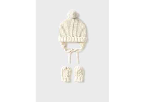 Mayoral Σετ σκούφος και γάντια εκρού 9929-077