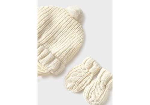 Mayoral Σετ σκούφος και γάντια εκρού 9929-077