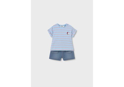 Blue boy striped dungarees set