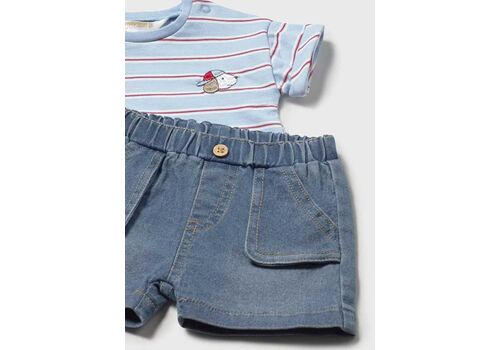 Blue boy striped dungarees set