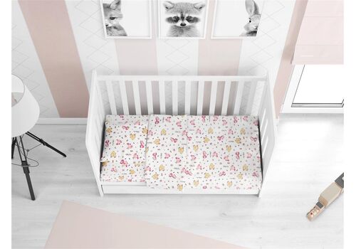 Σεντόνια Κούνιας  Φανελένια bebe Elephant Pink  3τμχ Dimcol