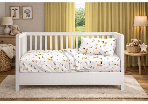 Dimcol Κατωσέντονο Με Λάστιχο bebe Giraffe 599 0,70X1,40X0,15 White-Orange 100% Cotton