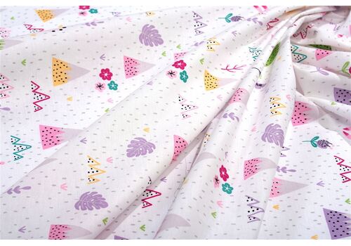 Σεντονάκι Λίκνου bebe Whimsical Mountainside 587 80X110 White-Pastel Lilac 100% Cotton
