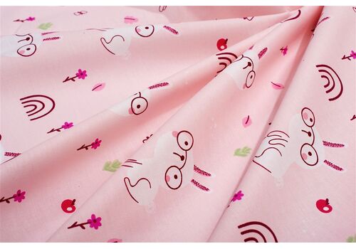 Dimcol Σεντόνια Εμπριμέ Σετ 3 τεμ bebe Rabbit Garden 585 120X160 Pink 100% Cotton