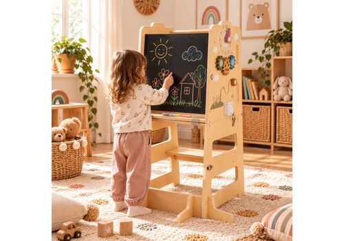 Ξύλινος Πύργος Εκμάθησης Montessori 4 σε 1