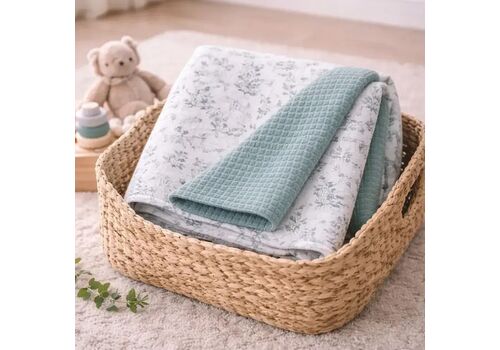 Baby Star Κουβέρτα Αγκαλιάς & Λίκνου Πικέ Πράσινη 75x100εκ.