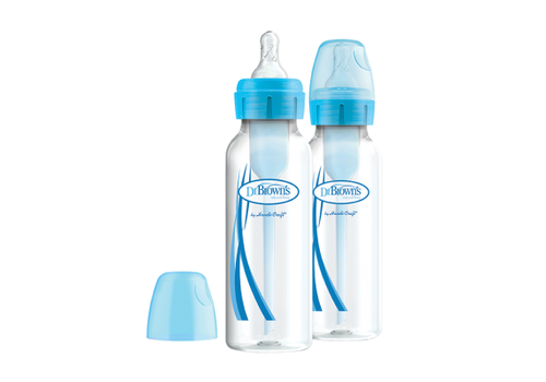 Μπιμπερό Πλαστικό Options+ Με Στενό Λαιμό Μπλε 250ml (2 τεμ) DrBrowns