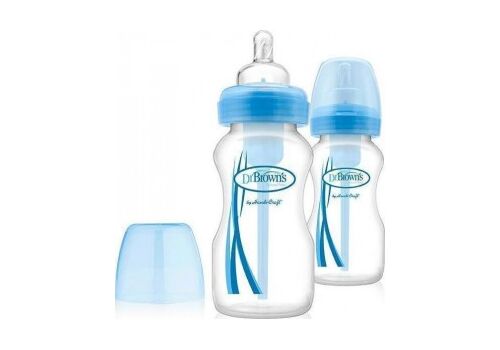 Dr. Brown's Natural Flow Options+ Πλαστικό Μπιμπερό με Φαρδύ Λαιμό & Θηλή Σιλικόνης 2x270ml
