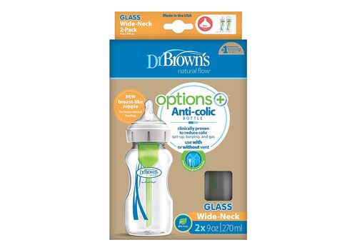 Μπιμπερό Γυάλινο Options+ Με Φαρδύ Λαιμό 270ml