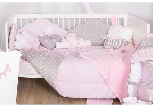 Σετ Προίκας Μωρού για Κούνια Διπλής Όψης 3 τμχ. Cloud Pink Baby Star