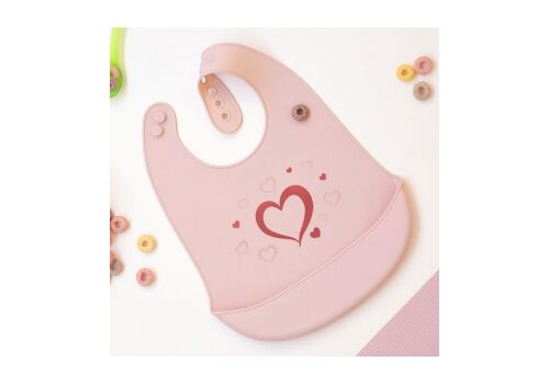Σαλιάρα Σιλικόνης Ροζ Καρδιά