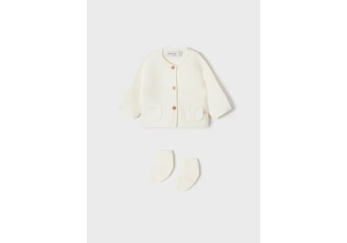 Ζακέτα φούτερ με κουκούλα αυτάκια εκρού 1455-012