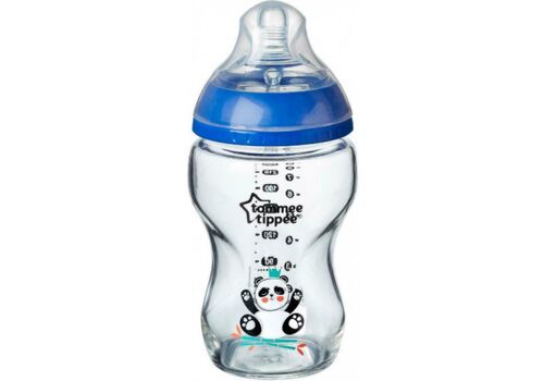 Tommee Tippee Γυάλινο μπιμπερό 250ml  μπλε 1+1 ΔΩΡΟ!