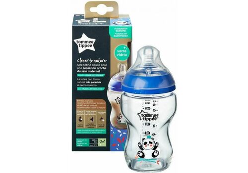 Tommee Tippee Γυάλινο μπιμπερό 250ml  μπλε 1+1 ΔΩΡΟ!