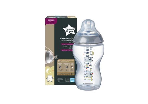 Tommee Tippee Πλαστικό Μπιμπερό Closer to Nature Κατά των Κολικών με Θηλή Σιλικόνης 340ml για 3+ μηνών Ollie the Owl