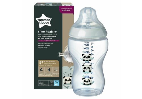 Tommee Tippee Πλαστικό Μπιμπερό Closer to Nature Κατά των Κολικών με Θηλή Σιλικόνης 340ml για 3+ μηνών Pip the Panda