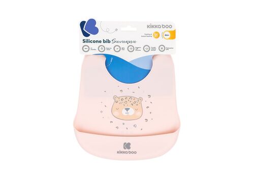Βρεφική Σαλιάρα Σιλικόνης- Kikkaboo Silicone Bib SAVANNA PINK