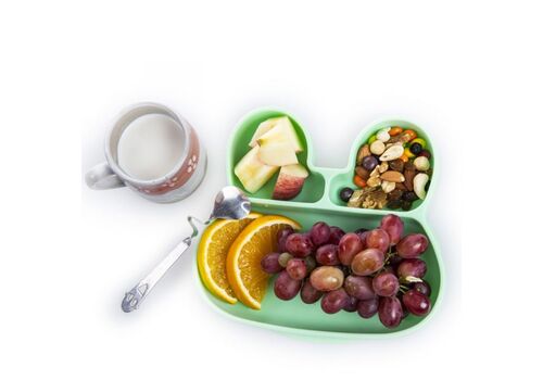 Πιάτο σιλικόνης κουνελάκι με χωρίσματα ροζ