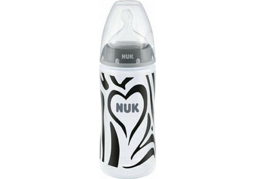 NUK Monochrome Animals First Choice Plus  Σιλικονης 0-6 Μπιμπερό 300ml με Δείκτη Ελέγχου Θερμοκρασίας