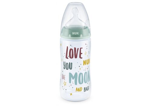 NUK First Choice Plus Μπιμπερό Σιλικόνης (PP) 300ml Temperature Control Με Θηλή FLOW CONTROL σχ.green