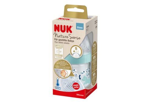 NUK Nature Sense Μπιμπερό Σιελ Γυάλινο 120ml  Με Δείκτη Ελέγχου Θερμοκρασίας NUK Nature Sense Μπιμπερό Σιελ Γυάλινο 120ml  Με Δείκτη Ελέγχου Θερμοκρασίας
