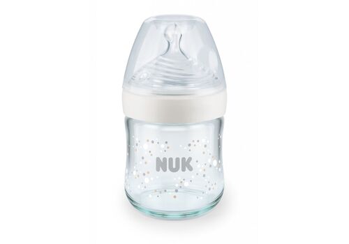 NUK Nature Sense Μπιμπερό Λευκό Γυάλινο 120ml  Με Δείκτη Ελέγχου Θερμοκρασίας