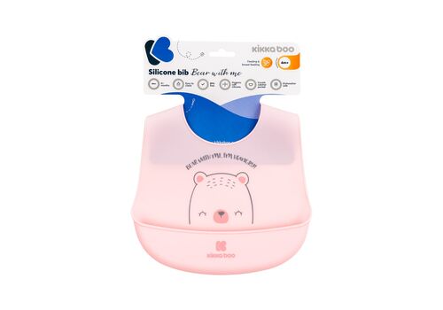 Βρεφική Σαλιάρα Σιλικόνης- Kikkaboo Silicone Bib Bear With Me Pink