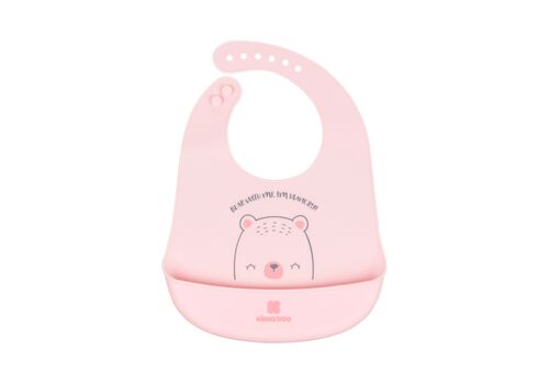 Βρεφική Σαλιάρα Σιλικόνης- Kikkaboo Silicone Bib Bear With Me Pink