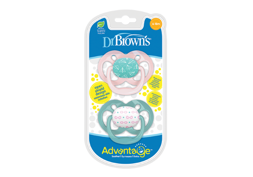 Πιπίλες σιλικόνης Dr. Brown’s™ Advantage 6-18 μηνών  ροζ 2τμχ