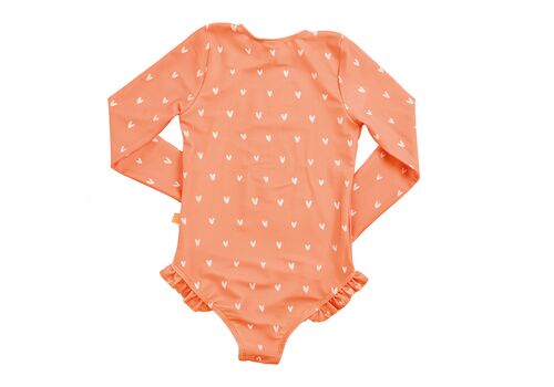Swim Essentials Ολόσωμο μαγιό με μακριά μανίκια "Orange Hearts"