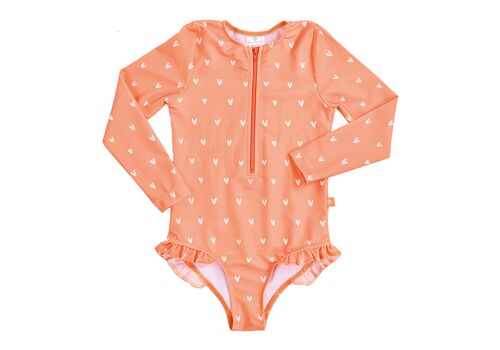 Swim Essentials Ολόσωμο μαγιό με μακριά μανίκια "Orange Hearts"