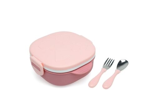 Δοχείο Φαγητού με Ανοξείδωτο ταψάκι Ροζ 450ml.