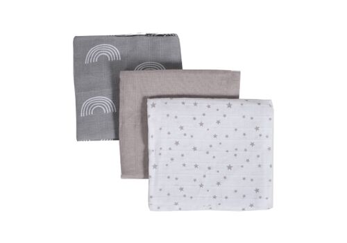 Σετ Πάνες Αγκαλιάς Stars Γκρι 70x80cm. 3τμχ
