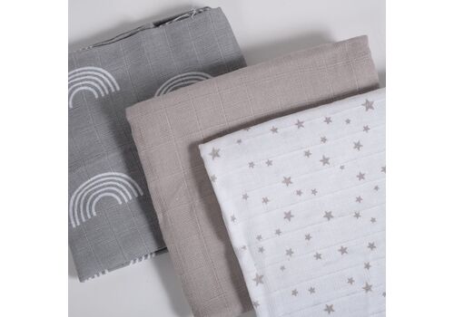 Σετ Πάνες Αγκαλιάς Stars Γκρι 70x80cm. 3τμχ